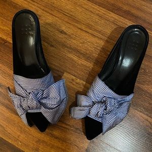 Trademark velvet and blue gingham slides
